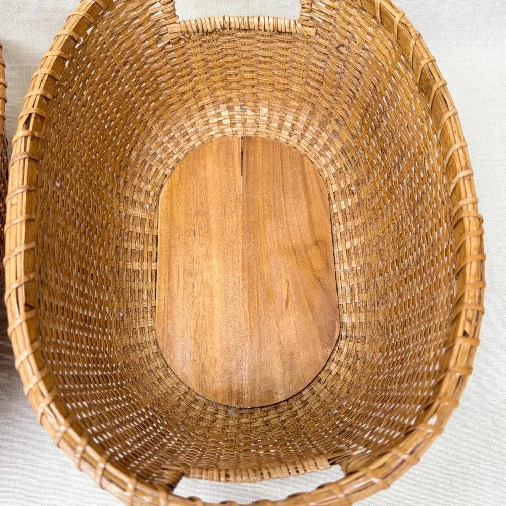 Vintage Wicker Basket Set of 2 Cottage Storage Baskets Boho Organization